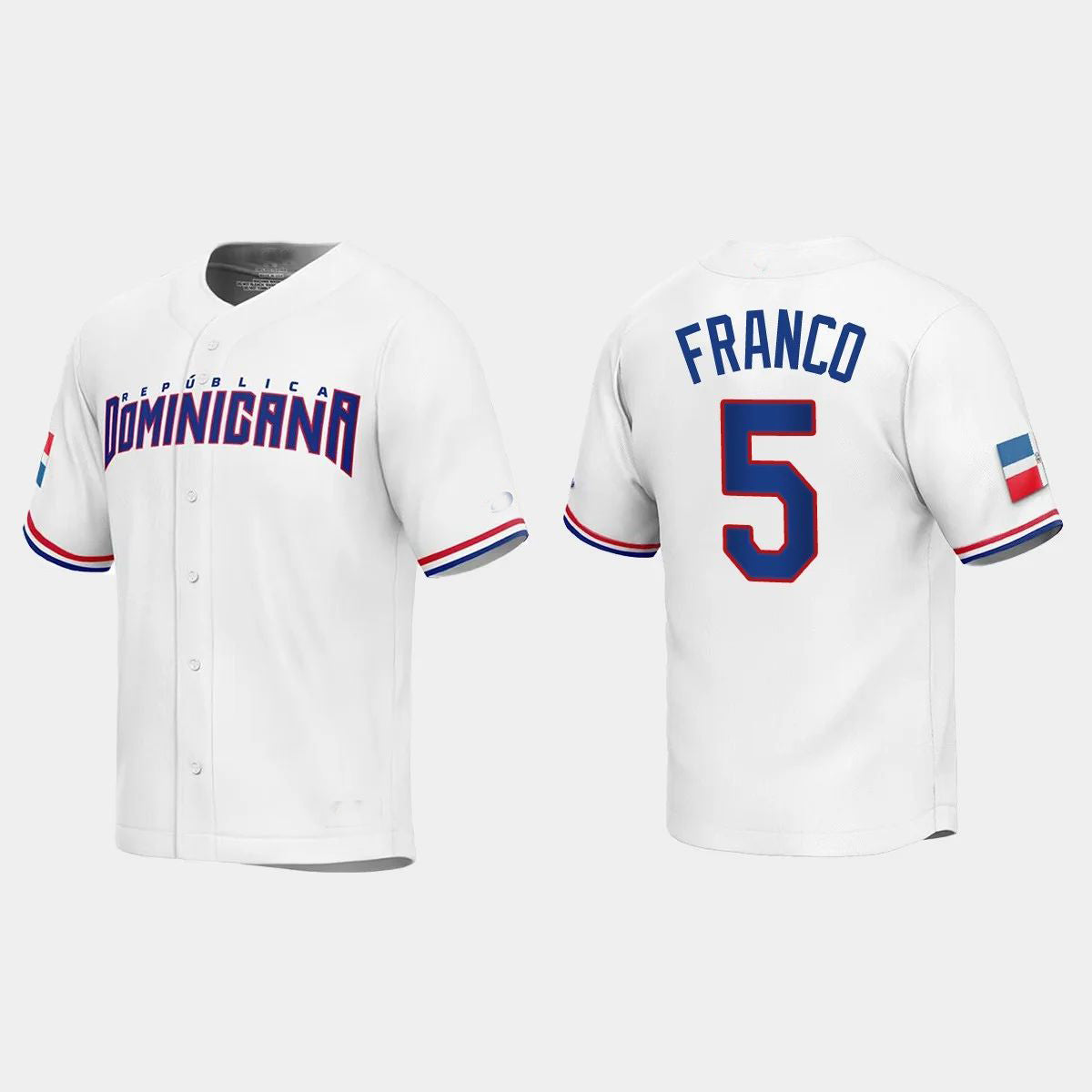 #5 WANDER FRANCO DOMINICAN REPUBLIC BASEBALL 2023 WORLD BASEBALL CLASSIC REPLICA JERSEY ¨C WHITE Stitches Baseball Jerseys - Main View