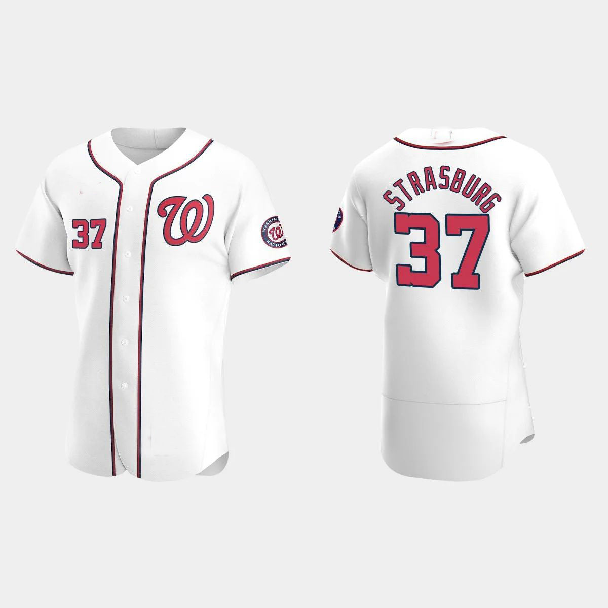 WASHINGTON NATIONALS #37 STEPHEN STRASBURG WHITE AUTHENTIC 2020 HOME JERSEY Baseball Jerseys - Main View