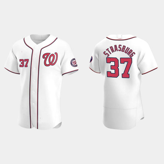 WASHINGTON NATIONALS #37 STEPHEN STRASBURG WHITE AUTHENTIC 2020 HOME JERSEY Baseball Jerseys - Main View