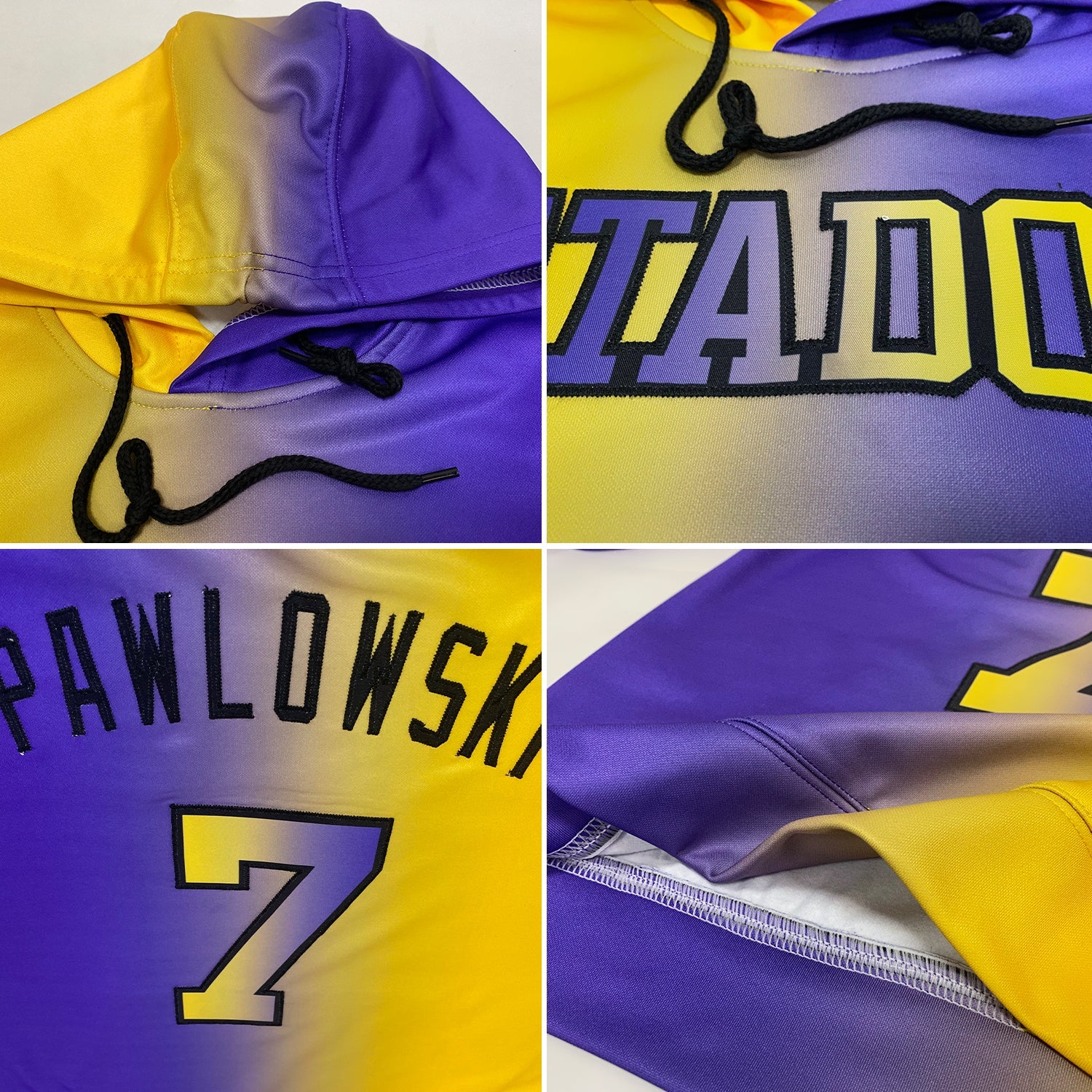 Custom Stitched Purple Yellow-Black Gradient Fashion Sports Pullover Sweatshirt Hoodie view 2