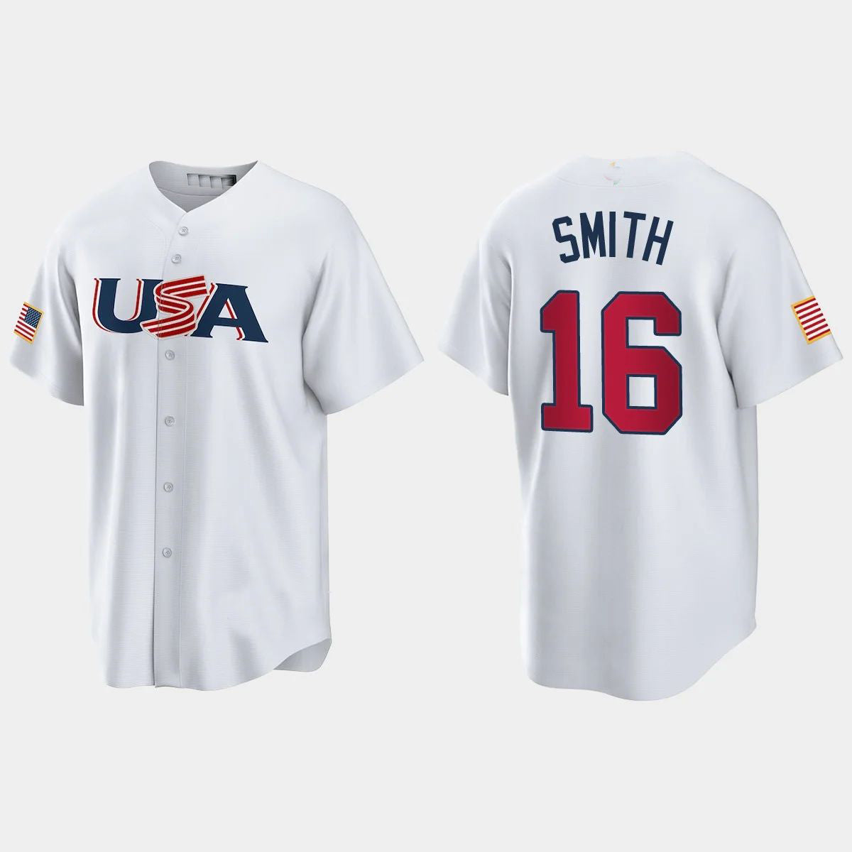 #16 WILL SMITH LOS ANGELES DODGERS 2023 WORLD BASEBALL CLASSIC USA REPLICA JERSEY ¨C WHITE Stitches Baseball Jerseys - Main View