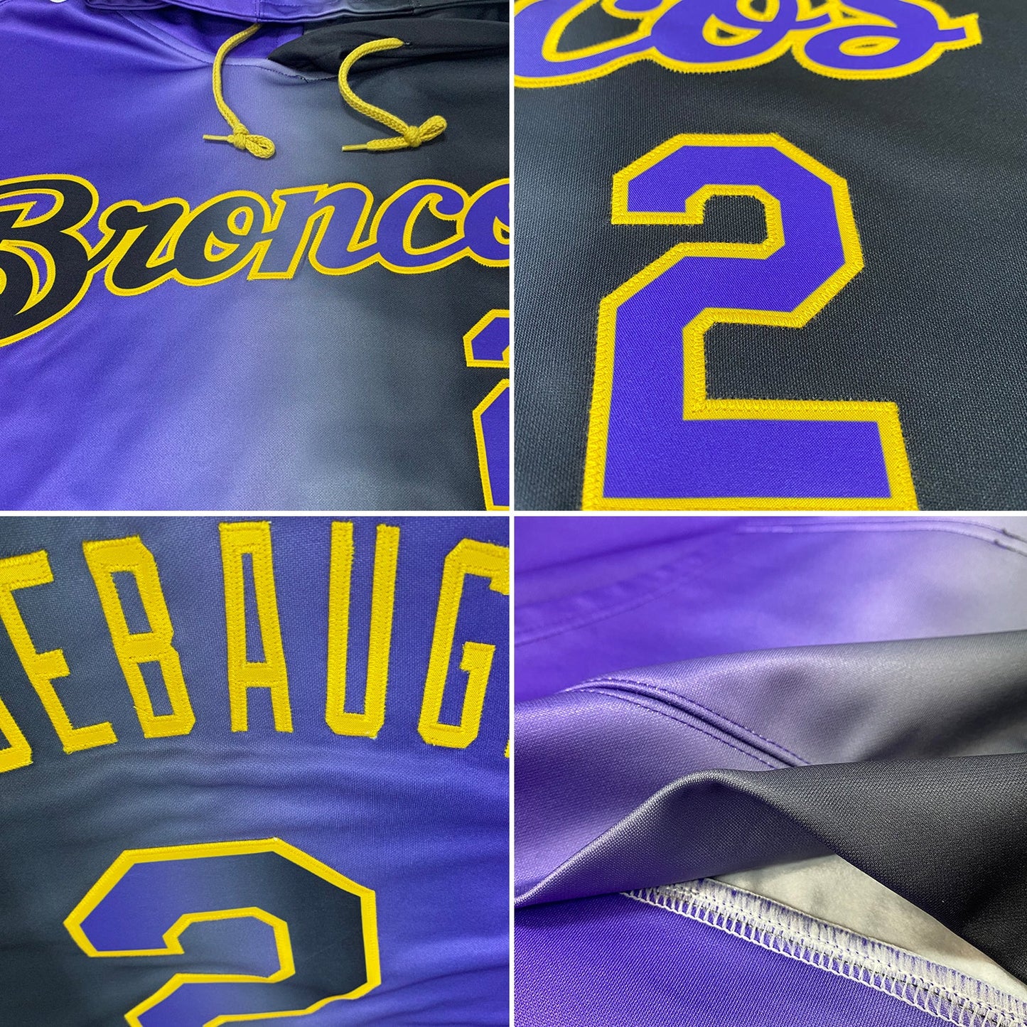 Custom Stitched Black Purple-Gold Gradient Fashion Sports Pullover Sweatshirt Hoodie view 2