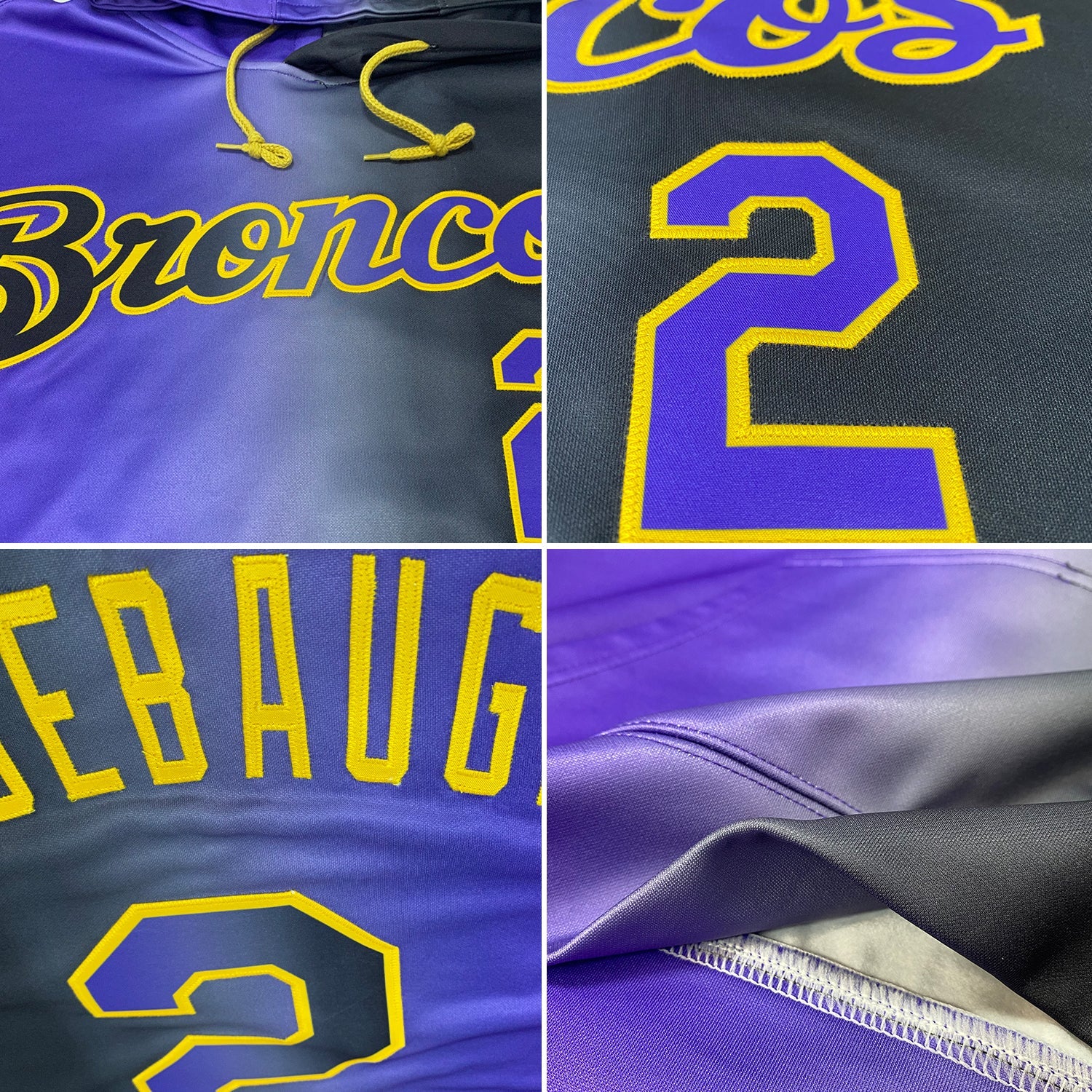 Custom Stitched Black Purple-Gold Gradient Fashion Sports Pullover Sweatshirt Hoodie view 2