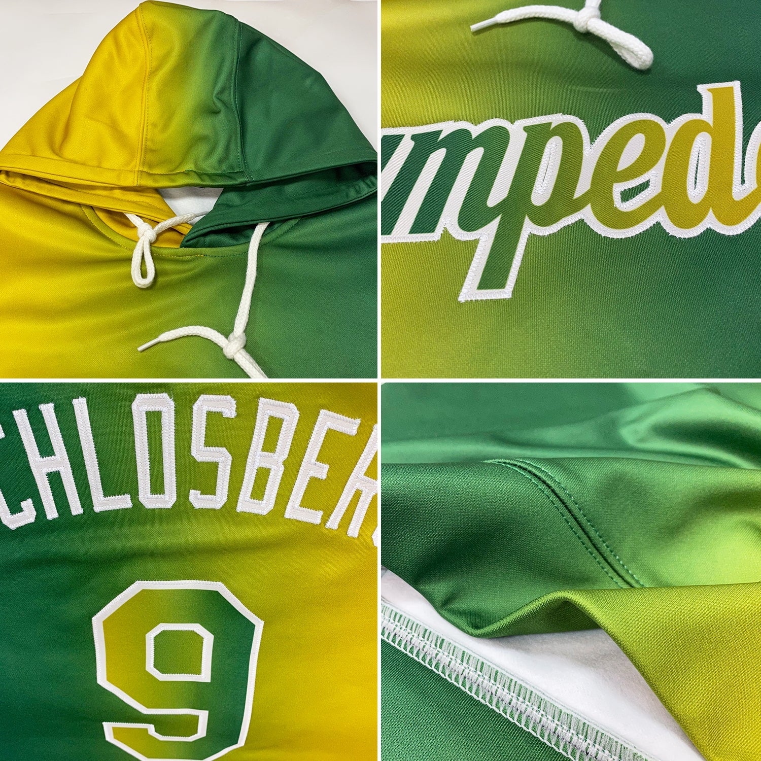 Custom Stitched Green Old Gold-Cream Gradient Fashion Sports Pullover Sweatshirt Hoodie view 2