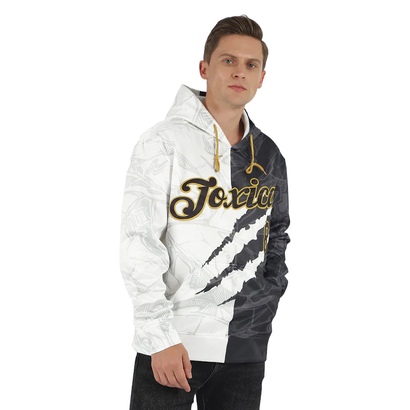 Custom Stitched Graffiti Pattern Black-Old Gold 3D Sports Pullover Sweatshirt Hoodie view 2