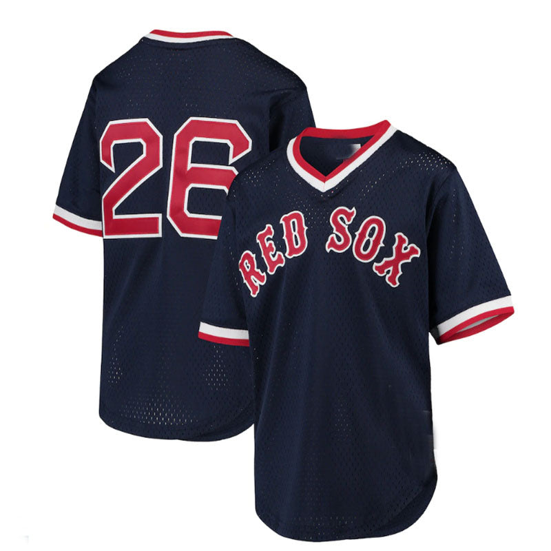 Boston Red Sox  #26 Wade Boggs Mitchell & Ness Cooperstown Collection Mesh Batting Practice Jersey - Navy Baseball Jerseys - Main View