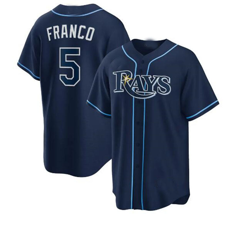 Tampa Bay Rays #5 Wander Franco Alternate Replica Player Jersey - Navy Baseball Jerseys - Main View