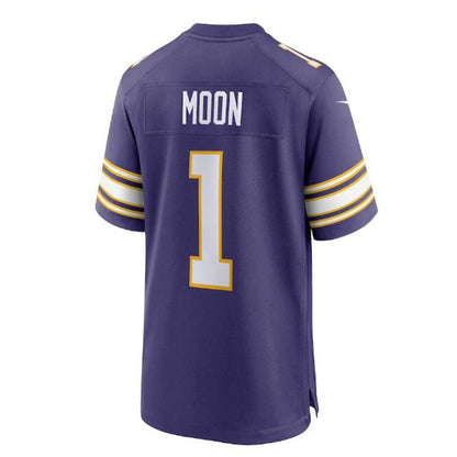 MN.Vikings #1 Warren Moon Classic Retired Player Game Jersey - Purple Stitched American Football Jerseys - Main View