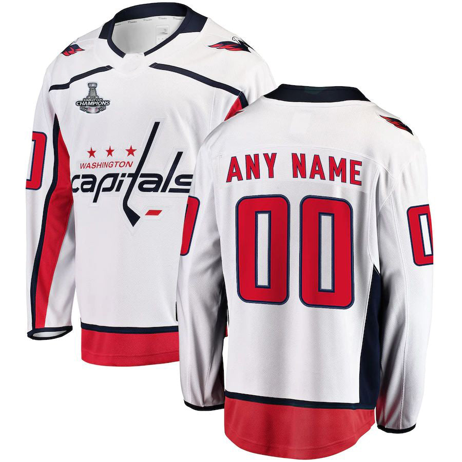 Custom W.Capitals 2018 Stanley Cup Champions Away Breakaway Jersey White Stitched American Hockey Jerseys - Main View