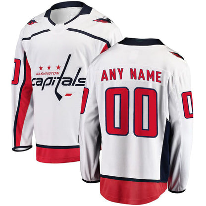 Custom W.Capitals Fanatics Branded Away Breakaway White Stitched American Hockey Jerseys - Main View