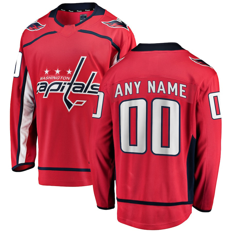 Custom W.Capitals Fanatics Branded Home Breakaway Red Stitched American Hockey Jerseys - Main View