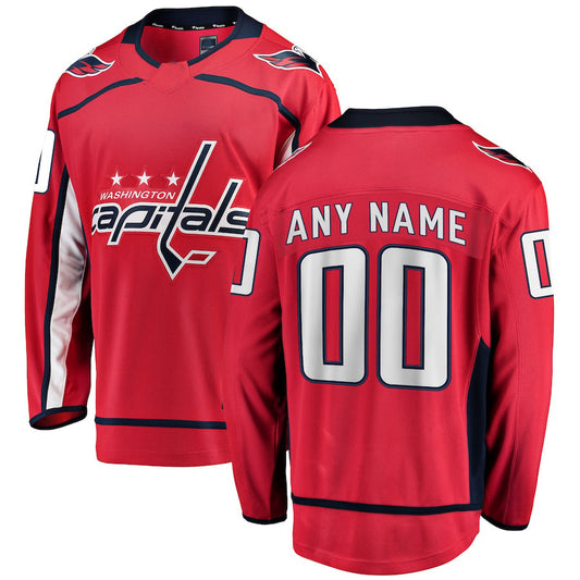 Custom W.Capitals Fanatics Branded Home Breakaway Red Stitched American Hockey Jerseys - Main View