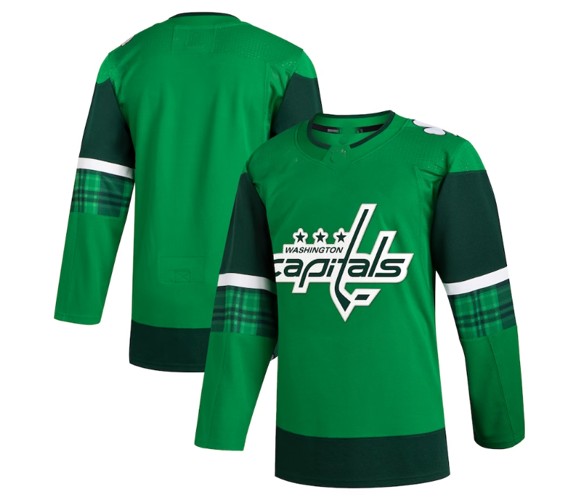 W.Capitals 2023 St. Patrick's Day Primegreen Authentic Jersey - Kelly Green Stitched American Hockey Jerseys - Main View