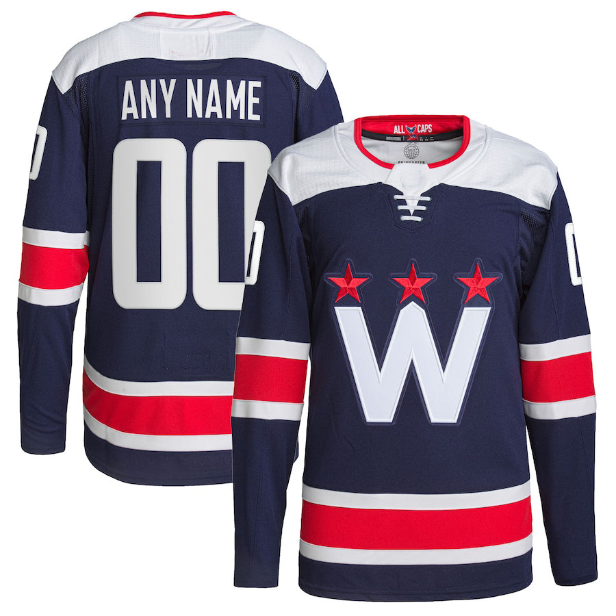 Custom W.Capitals Alternate Authentic Pro Jersey Navy Stitched American Hockey Jerseys - Main View