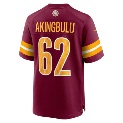W.Commanders #62 Alex Akingbulu Burgundy Game Player Jersey Stitched American Football Jerseys - Main View