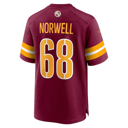 W.Commanders #68 Andrew Norwell Burgundy Player Game Jersey Stitched American Football Jerseys - Main View