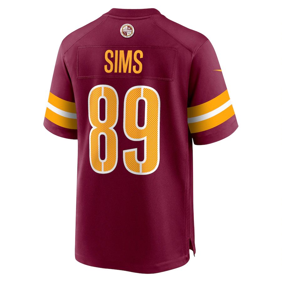 W.Commanders #89 Cam Sims Burgundy Game Jersey Stitched American Football Jerseys - Main View