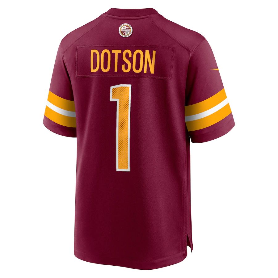 W.Commanders #1 Jahan Dotson Burgundy 2022 Draft First Round Pick Game Jersey Stitched American Football Jerseys - Main View