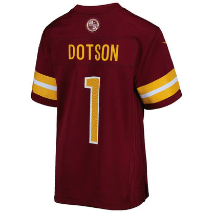 W.Commanders #1 Jahan Dotson Burgundy Game Jersey Stitched American Football Jerseys - Main View