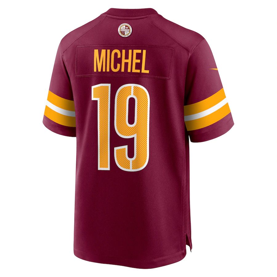 W.Commanders #19 Marken Michel Burgundy Game Jersey Stitched American Football Jerseys - Main View