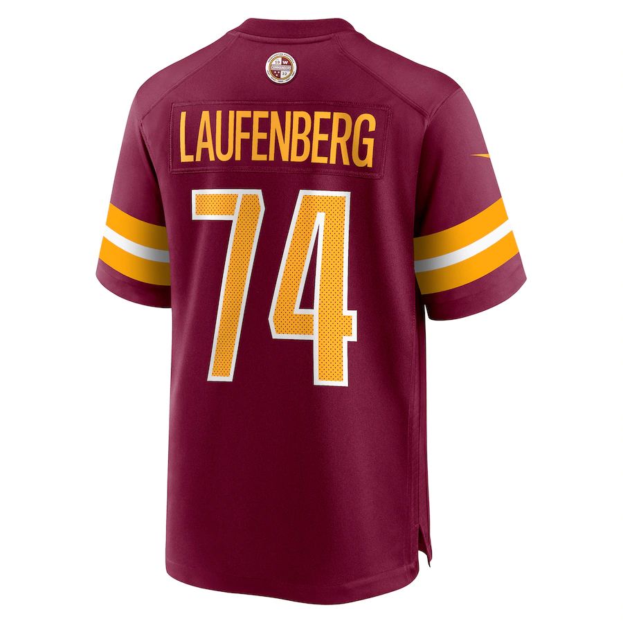 W.Commanders #74 Nolan Laufenberg Burgundy Game Jersey Stitched American Football Jerseys - Main View