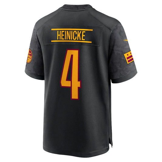 W.Commanders #4 Taylor Heinicke  Black Alternate Game Player Jersey Stitched American Football Jerseys - Main View