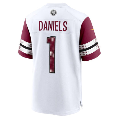 W.Commanders #1 Jayden Daniels 2024 Draft First Round Pick Player Game Jersey - White American Football Jerseys - Main View