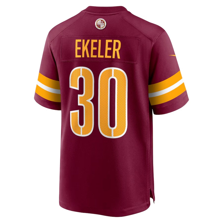W.Commanders #30 Austin Ekeler Game Player Jersey - Burgundy American Football Jerseys - Main View