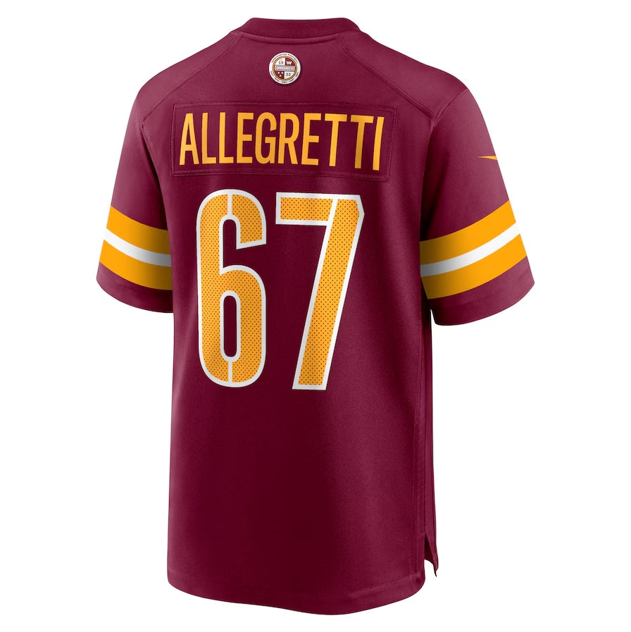 W.Commanders #67 Nick Allegretti Game Jersey - Burgundy American Football Jerseys - Main View
