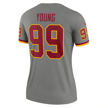W.Football Team #99 Chase Young Gray Inverted Legend Jersey Stitched American Football Jerseys - Main View