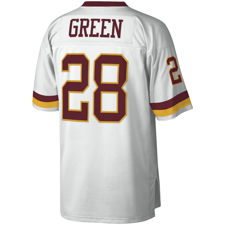 W.Football Team #28 Darrell Green Mitchell & Ness White Legacy Replica Jersey Stitched American Football Jerseys - Main View