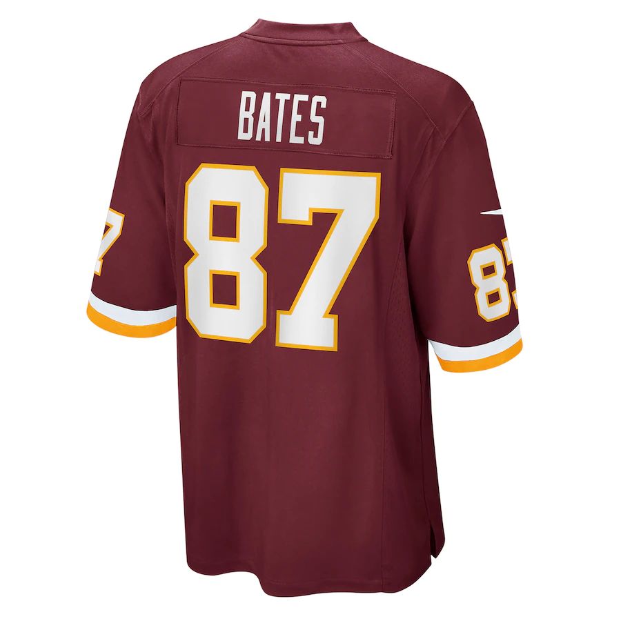 W.Football Team #87 John Bates Burgundy Game Jersey Stitched American Football Jerseys - Main View