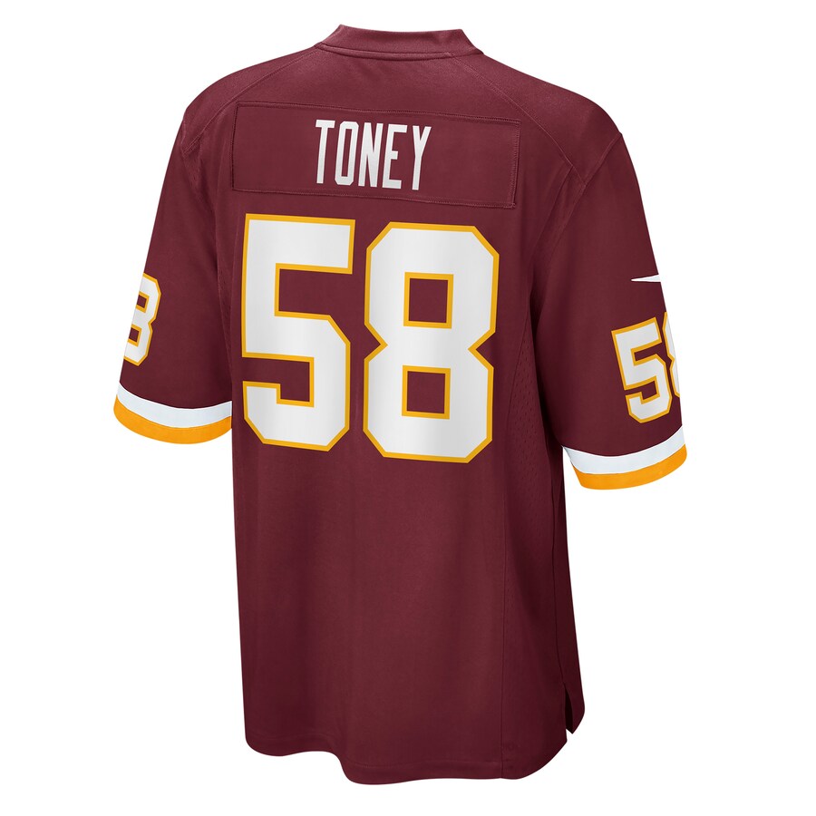 W.Football Team #58 Shaka Toney Burgundy Game Jersey Stitched American Football Jerseys - Main View
