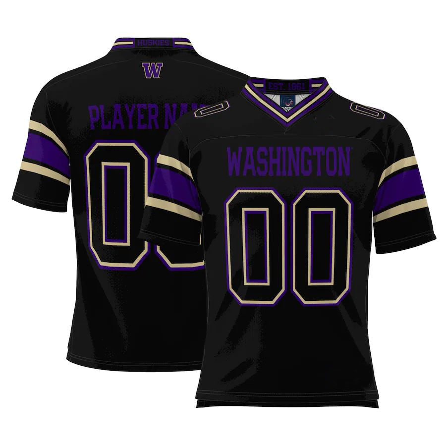 Custom W.Huskies ProSphere NIL Pick-A-Player Football Jersey  Black Stitched American College Jerseys - Main View