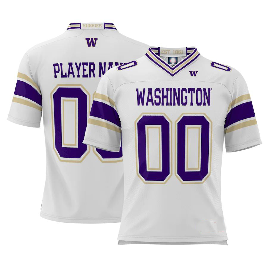 Custom W.Huskies ProSphere NIL Pick-A-Player Football Jersey White Stitched American College Jerseys - Main View