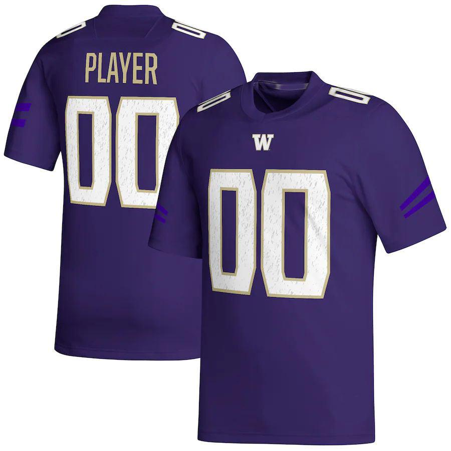 Custom W.Huskies Pick-A-Player NIL Replica Football Jersey Purple Stitched American College Jerseys - Main View