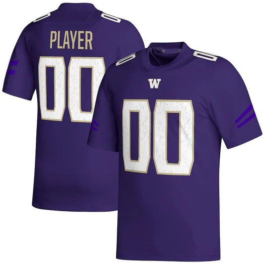 Custom W.Huskies Pick-A-Player NIL Replica Football Jersey Purple Stitched American College Jerseys - Main View