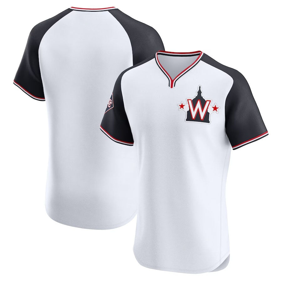 Washington Nationals Alternate Vapor Premier Elite Patch Jersey - White Stitched Baseball Jersey - Main View
