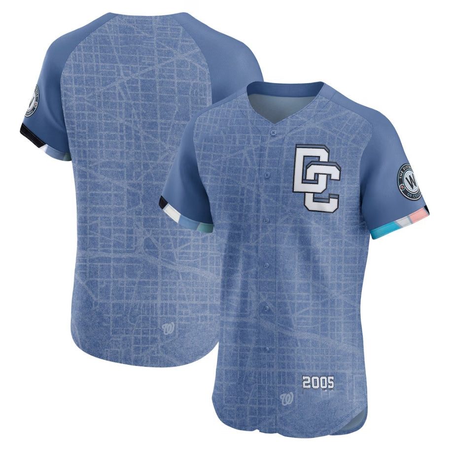 Washington Nationals Blue 2025 City Connect Elite Stitched Baseball Jersey - Main View