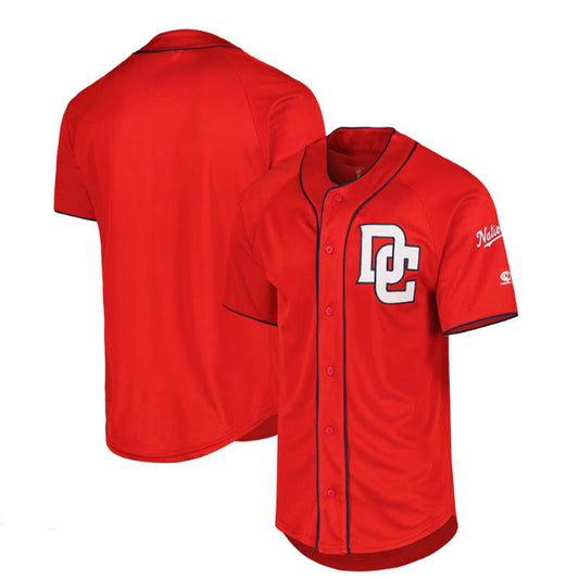 Washington Nationals Button-Up Baseball Jersey - Red Baseball Jerseys - Main View