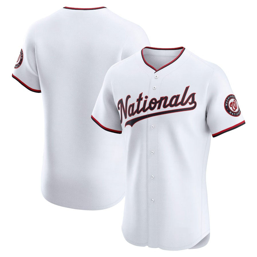 Washington Nationals Home Elite Jersey - White Stitched Baseball Jersey - Main View