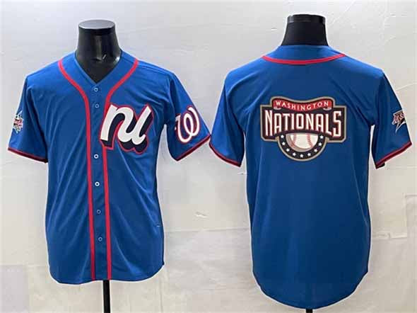 Washington Nationals National League Team Big Logo Blue 2025 All-Star Edition Limited Stitched Baseball Jersey - Main View
