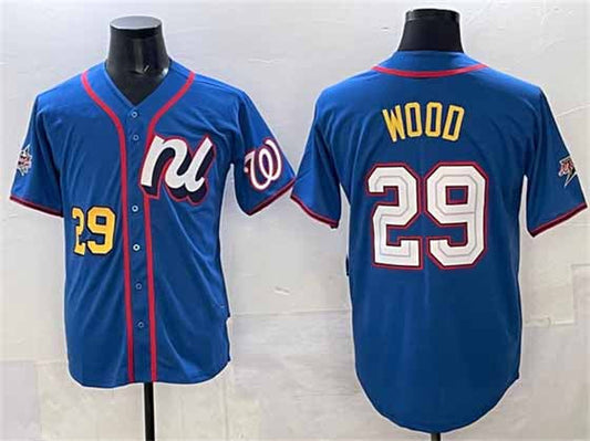 Washington Nationals National League #29 James Wood Blue 2025 All-Star Edition Limited Stitched Baseball Jersey - Main View