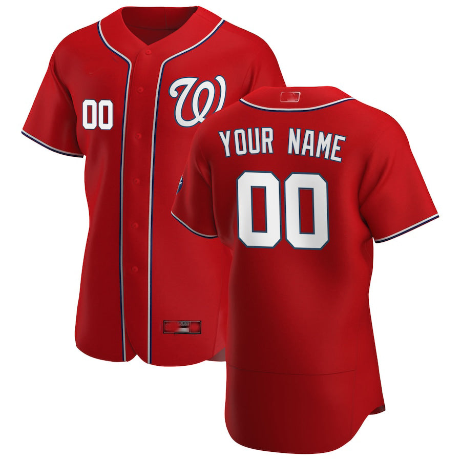 Baseball Jerseys Custom Washington Nationals Scarlet Alternate Authentic Custom Patch Jersey - Main View