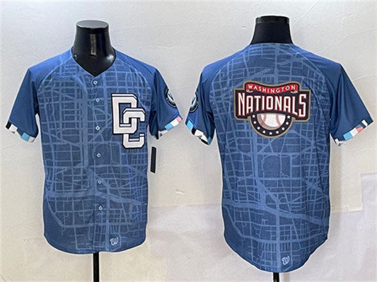 Washington Nationals Team Big Logo Blue 2025 City Connect Limited Stitched Baseball Jersey - Main View