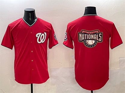 Washington Nationals Team Big Logo Red Limited Stitched Baseball Jersey - Main View