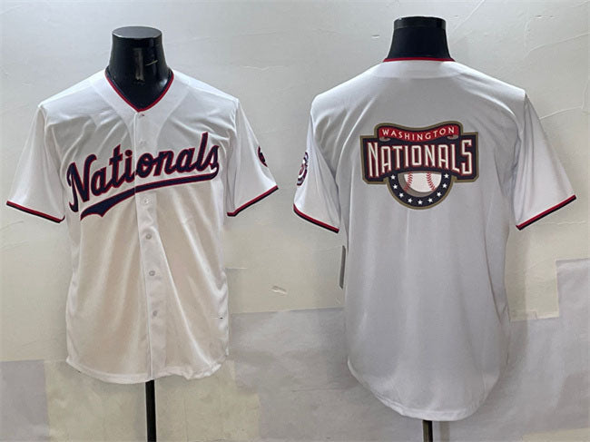 Washington Nationals Team Big Logo White Limited Stitched Baseball Jersey - Main View