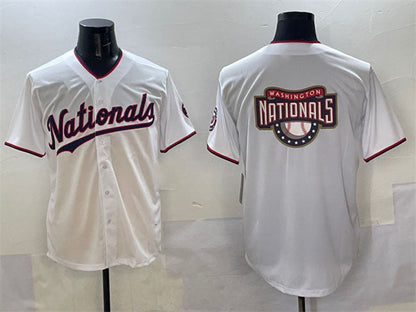 Washington Nationals Team Big Logo White Limited Stitched Baseball Jersey - Main View