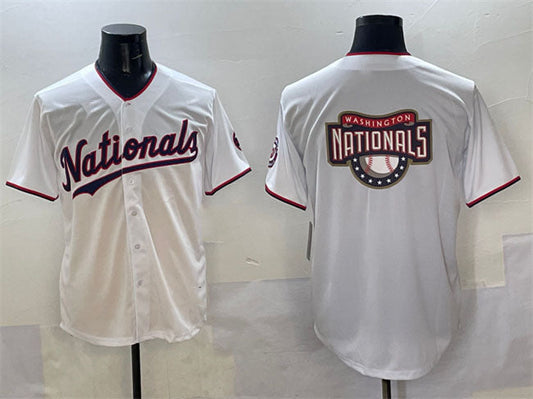 Washington Nationals Team Big Logo White Limited Stitched Baseball Jersey - Main View