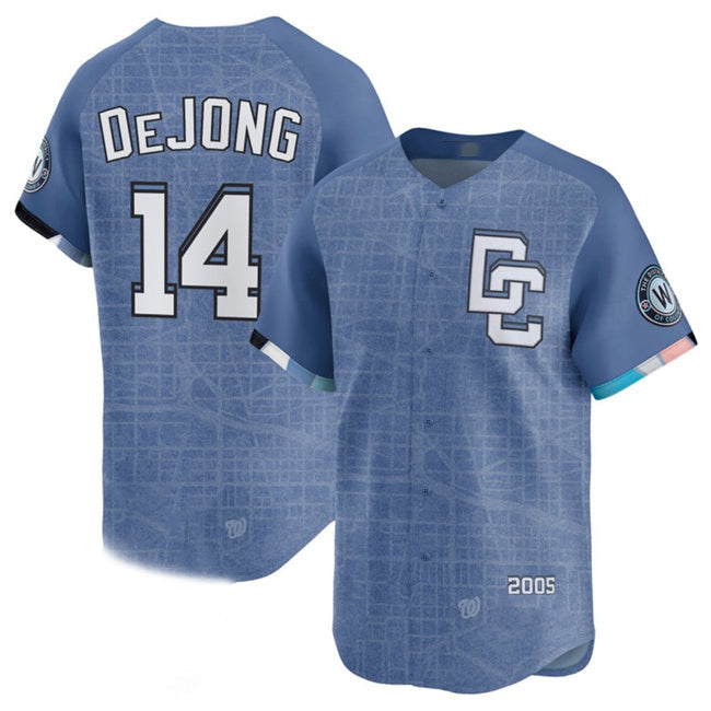 Washington Nationals #14 Paul DeJong Blue 2025 City Connect Limited Stitched Baseball Jersey - Main View
